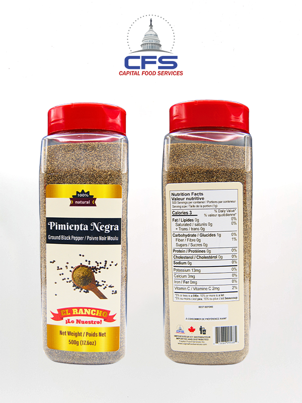 ER GROUND BLACK PEPPER/PIMIENTA NEGRA MOLIDA (Big Bottle) 1/12/500g/17.6oz