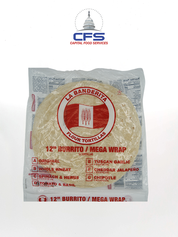 LA BANDERITA FLOUR TORTILLA 12" 1box/8paq/12unit