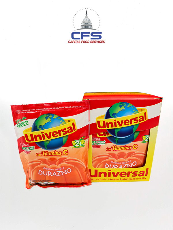 UNIVERSAL GELATINA DURAZNO 1/12UN/130G (PERU)