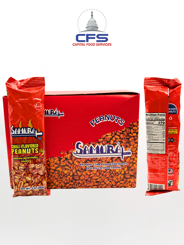 [0225] SAMURA CRUNCHY PEANUT MANGO-CHILI 1box/2dis/12unit/3oz (AMARILLO/2042071)