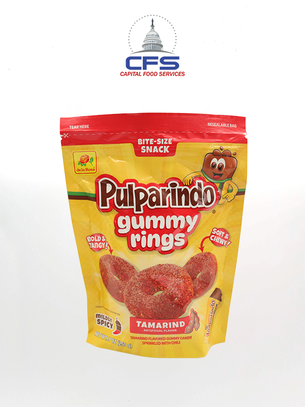 [10724869008201] DE LA ROSA PULPARINDO GUMMY RINGS TAMARIND (2950) 12 BAGS/255gr