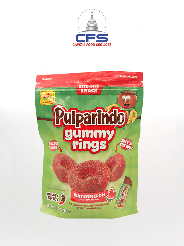 [10724869008225] DE LA ROSA PULPARINDO GUMMY RINGS SANDIA (2953) 12BAGS /255gr