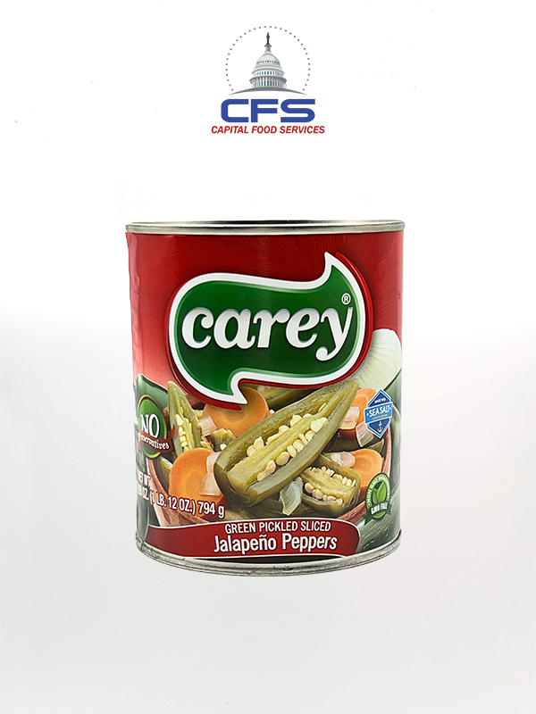 [89753200000] CAREY GREEN SLICED JALAPEÑO PEPPERS 1/12/28 oz/794 gr