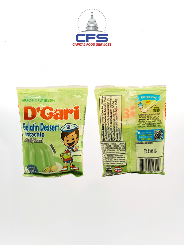 [735257002681] D'GARI GELATINA PISTACHE 24 - 4.2oz - 120gr